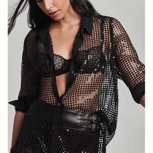 ANTHROPOLOGIE Pilcro Long Sleeve Chainmail Top NWT